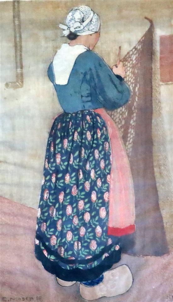 Carl Moser (1873-1939), three woodcuts in colours on thin Japan paper Breton fisherwoman and Spanish girl